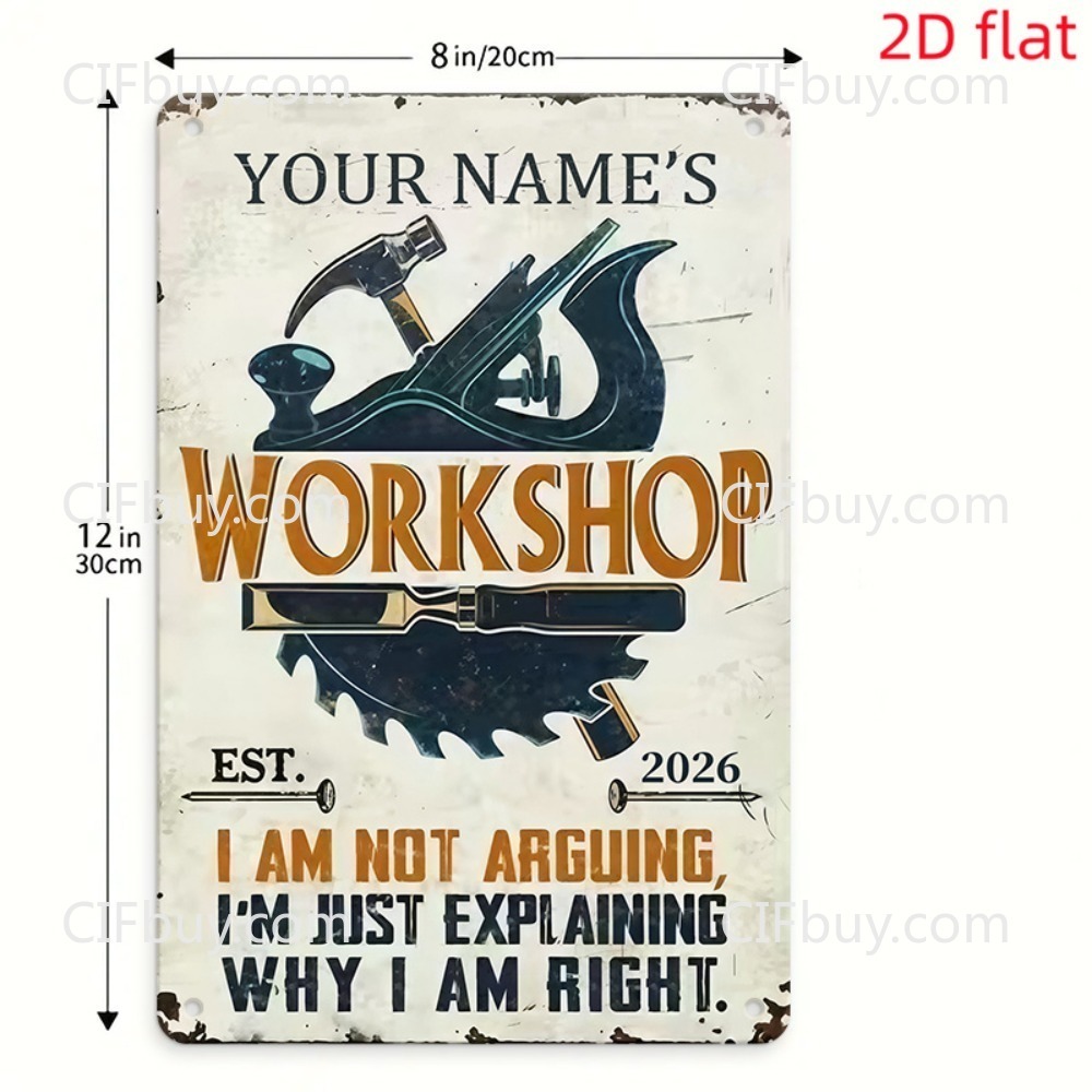 Insegna in Metallo Vintage 2D  - Workshop Tools With Name recensione e prezzo